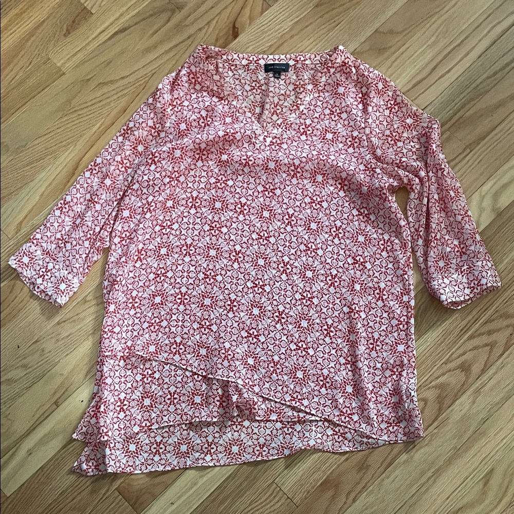 The Limited Red and White Patterned Tunic